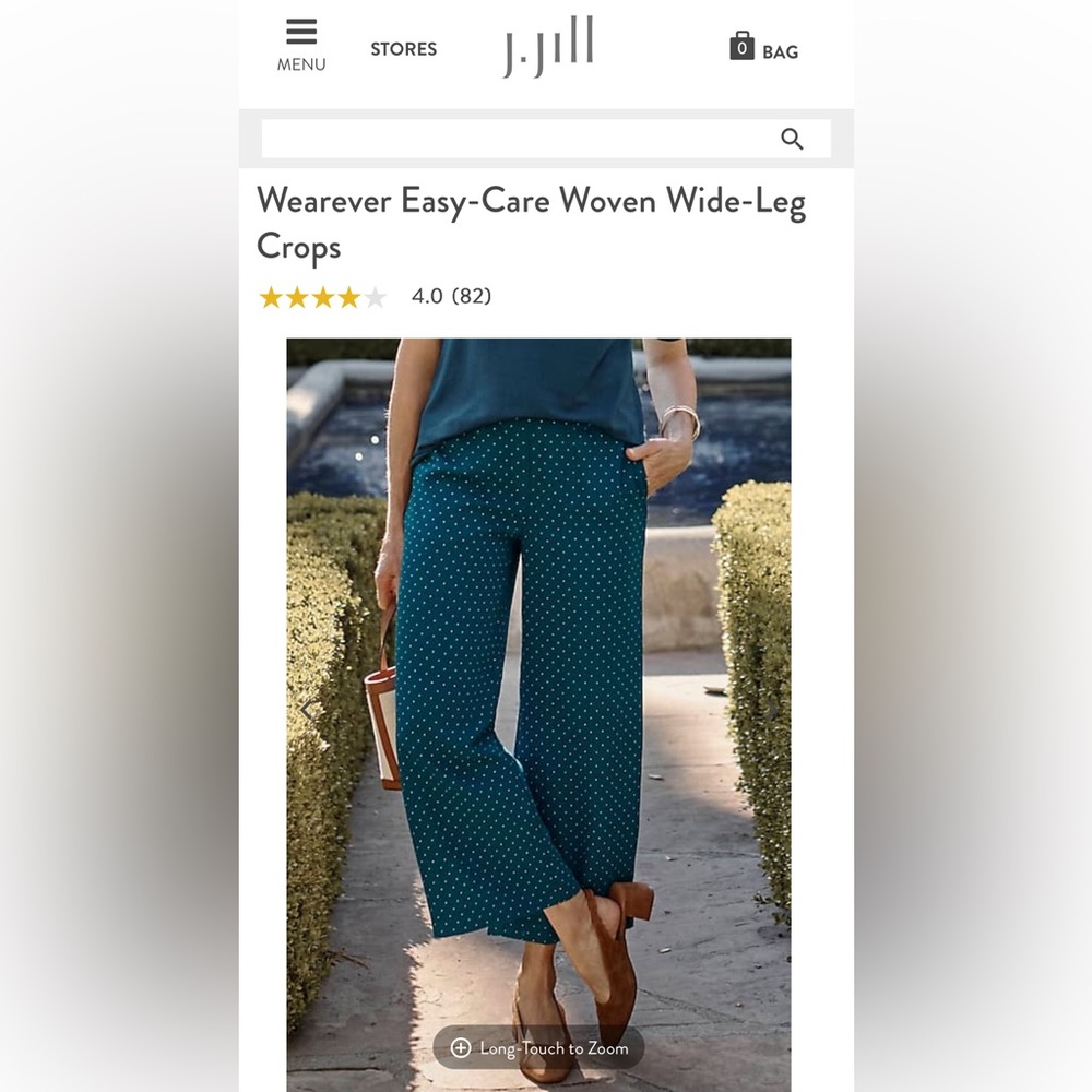 J. Jill Teal Dot Wide-Leg Cropped Pants